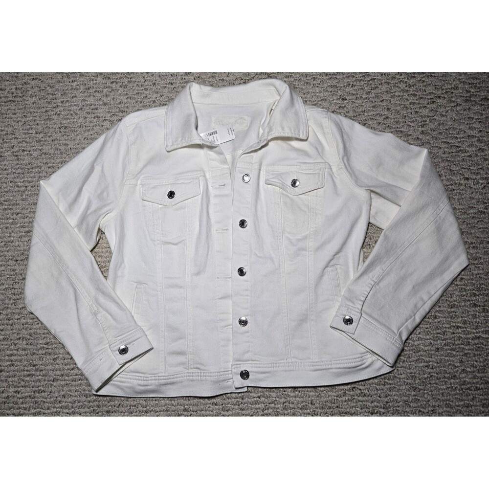 Nwt Maurices Denim Jacket White Women's Large Stretchy
